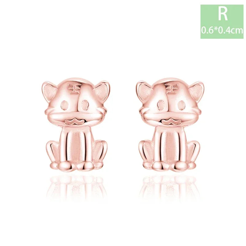 Trustdavis Real 925 Sterling Silver Chinese Zodiac Signs Screw Stud Earrings For Women Daughter Birthday Gift Jewelry DS4430