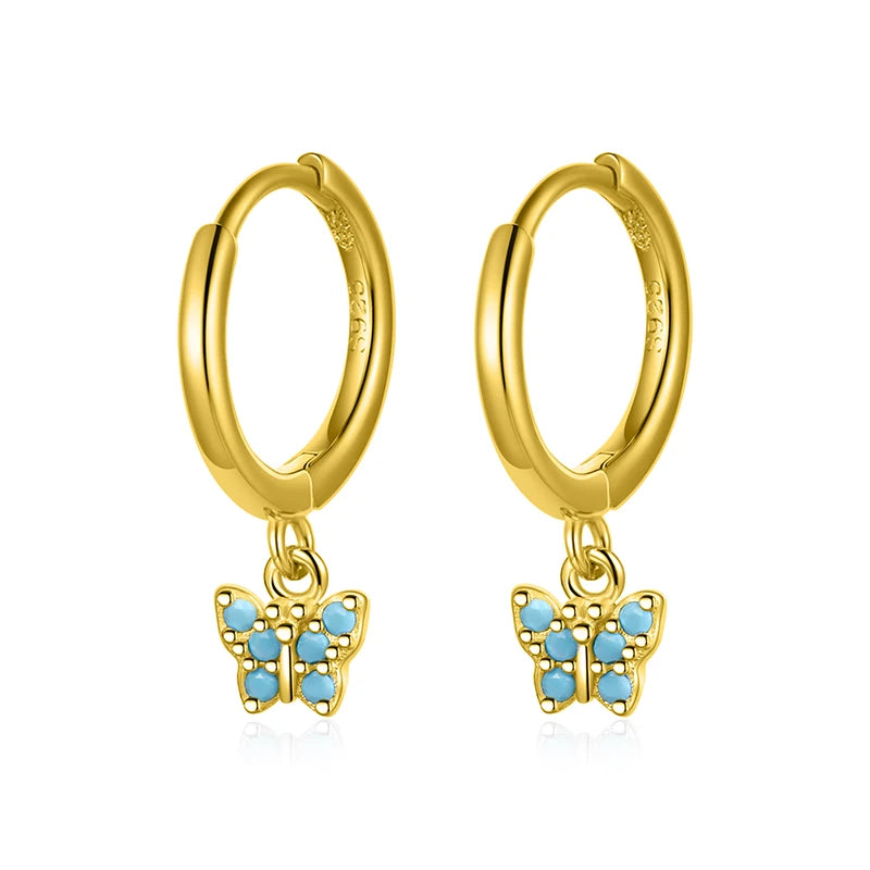 Hoop Earrings Charm Butterfly Zircon DS4116