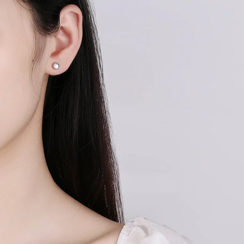 Round Moonstone Screw Earrings DB1428