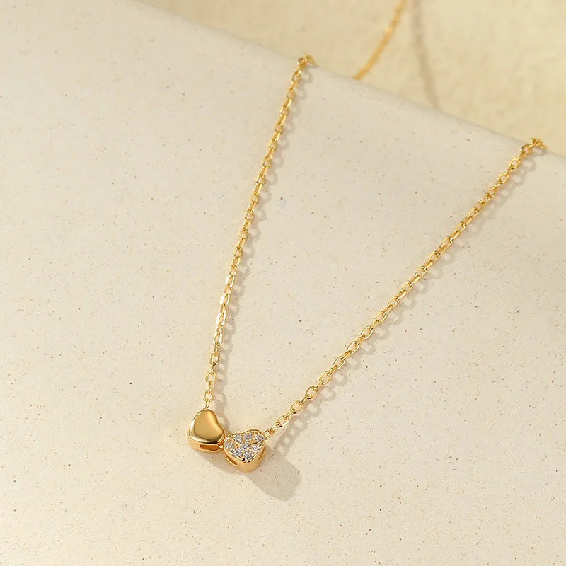 Double Heart Zircon Necklace DS4825