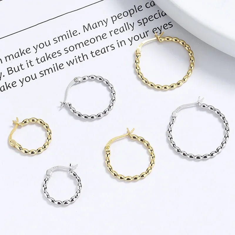 TrustDavis 2024 Real 925 Sterling Silver Sweet Geometric Twists Hoop Earrings for Women Wedding Party Fine Gift Jewelry DF025