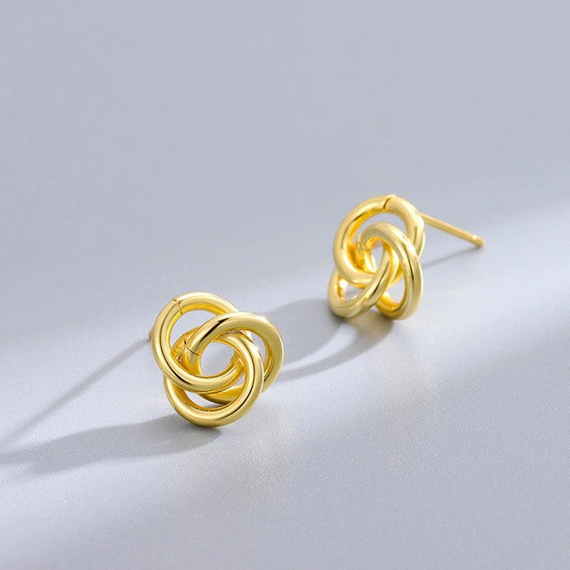 TrustDavis 925 Sterling Silver Women's Stud Earrings Fashion Simple Rose Hoop Earrings for Women Girls Jewelry Gift DS4407