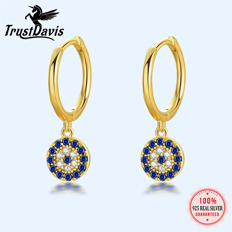 Shining Blue White Eye Earring Hoop Earrings ED400