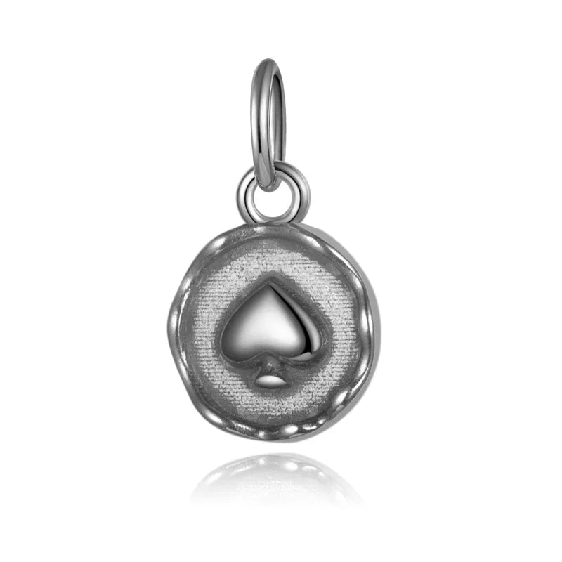 TrustDavis Real 925 Sterling Silver Cute Round Heart Medallion Pendant Handmade DIY Necklace Accessories Fine Jewelry DZ1142
