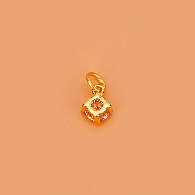 TrustDavis Real 925 Sterling Silver Simple Mini Square CZ Charm Pendant Handmade DIY Accessories Fine Jewelry Wholesale HY046
