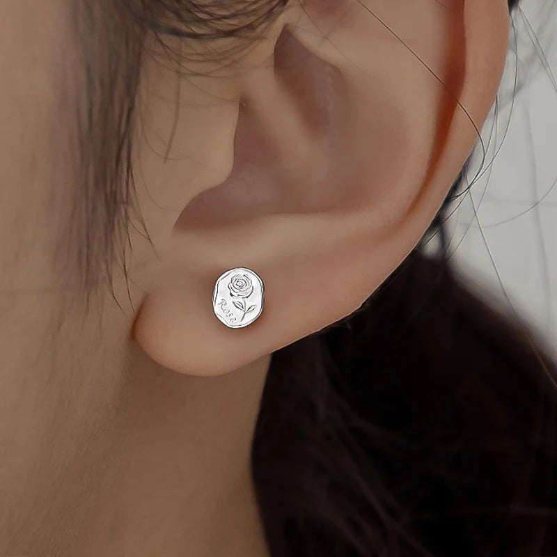 Rose Flower Screw Stud Earrings DS4598