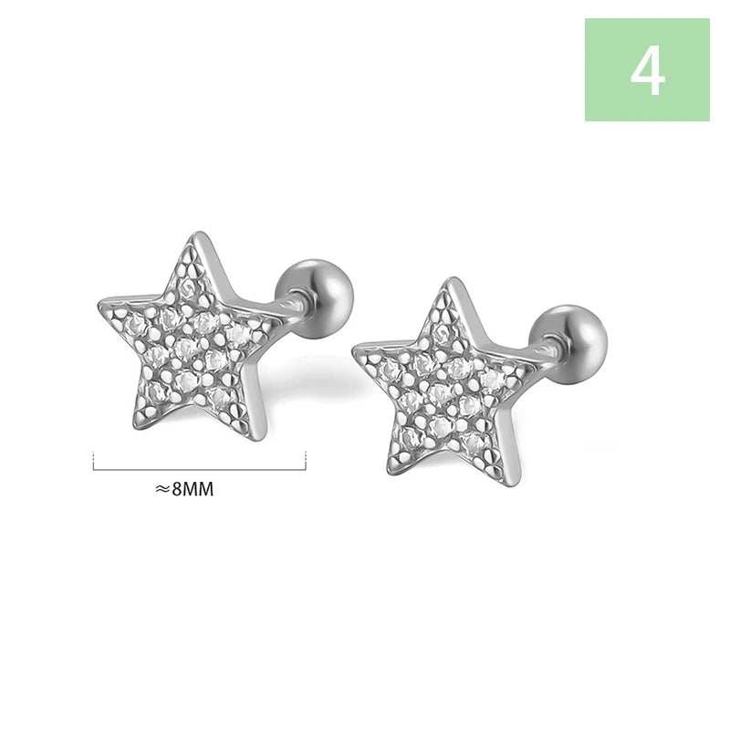 Geometric Zircon Screw Stud Earrings DS4644