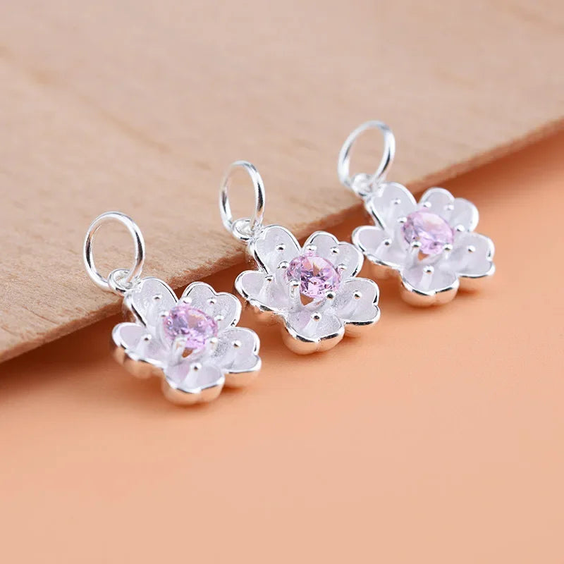 Flower Pink Charm Pendant Handmade DIY Accessories HY050