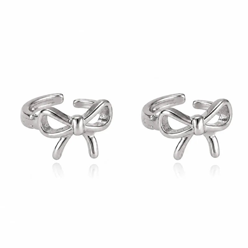 Real 925 Sterling Silver Hollow Bow Stud Earrings DS4952