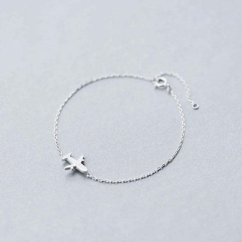 925 Sterling Silver Cute Plane Aircraft Earring Ring Pendant Necklace DA456