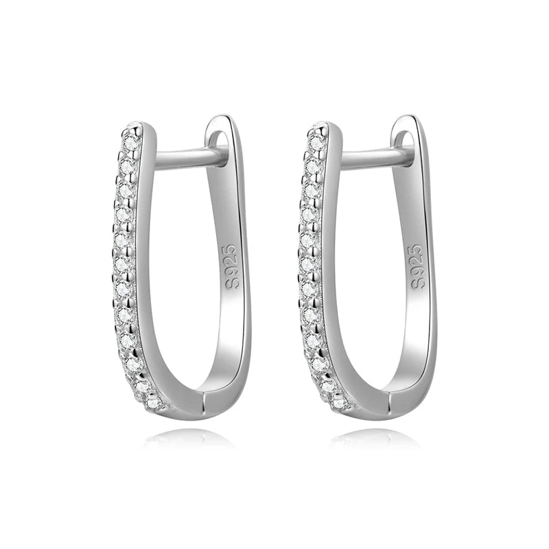 Romantic U-shaped zircon Hoop Earrings DA3232