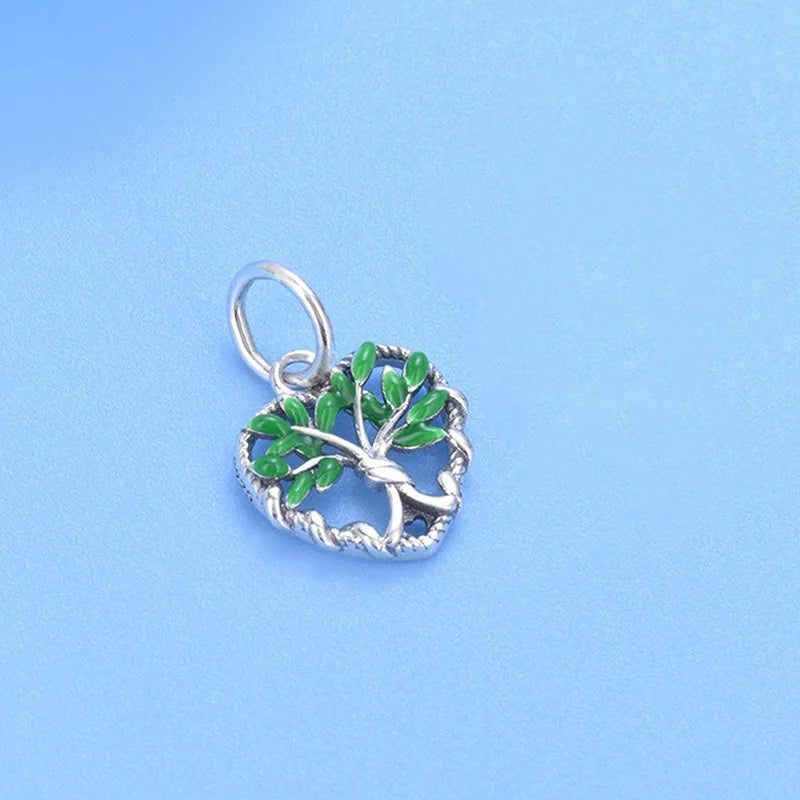 TrustDavis Real 925 Sterling Silver Charm Fashion Tree Plant Bracelet Necklace Handmade DIY Accessories Fine Jewelry DZ1632