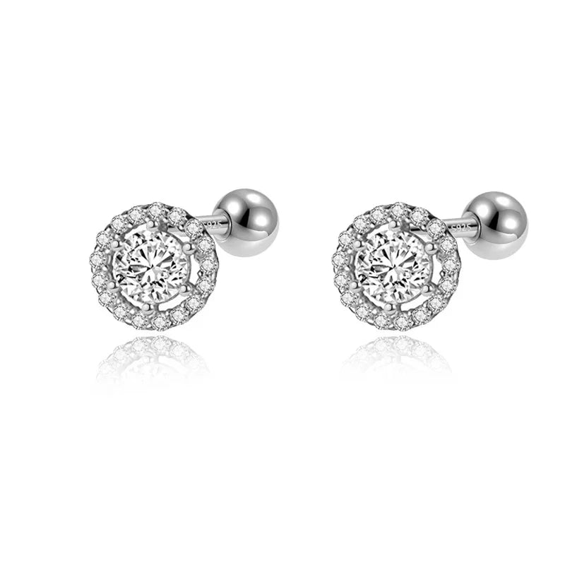 Round Twinkling CZ Stud Earring For Women Wedding Party Fine Jewelry DA2620