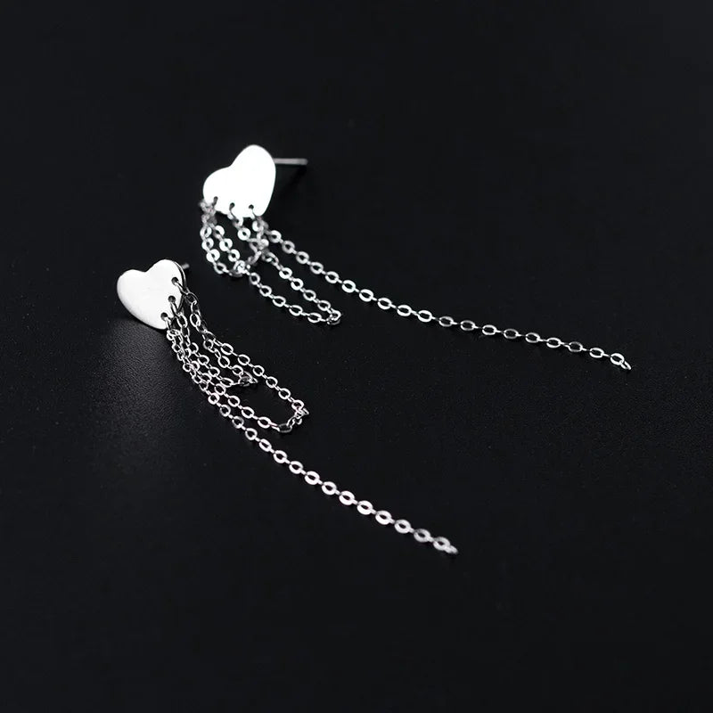 Heart Chain Tassel Stud Earrings DA2949