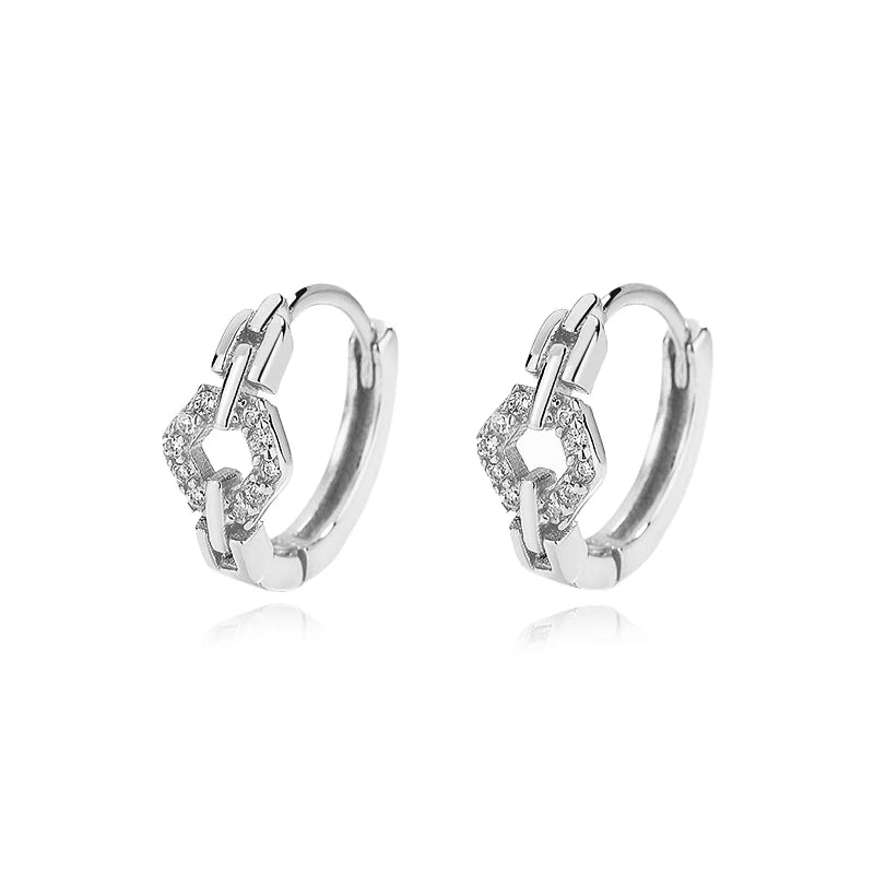 TrustDavis Real 925 Sterling Silve Hoop Square Cat's Paw Heart CZ Pendant Hoop Earrings For Daughter Girls Women Jewelry DG0190