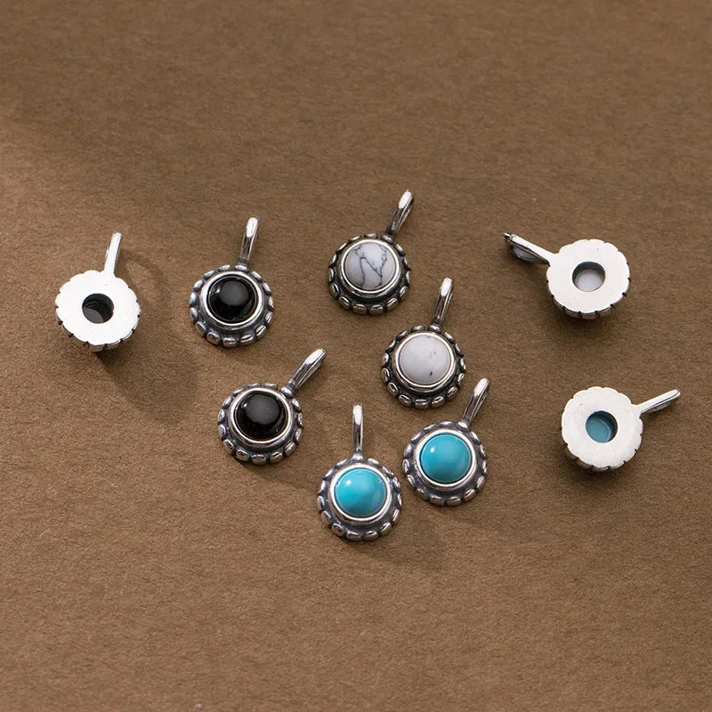Round Synthetic Stone Pendant Handmade DIY Accessories HY878