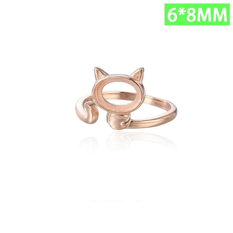 cat ring 3 4 5 6 empty bracket handmade DIY jewelry DZ1690