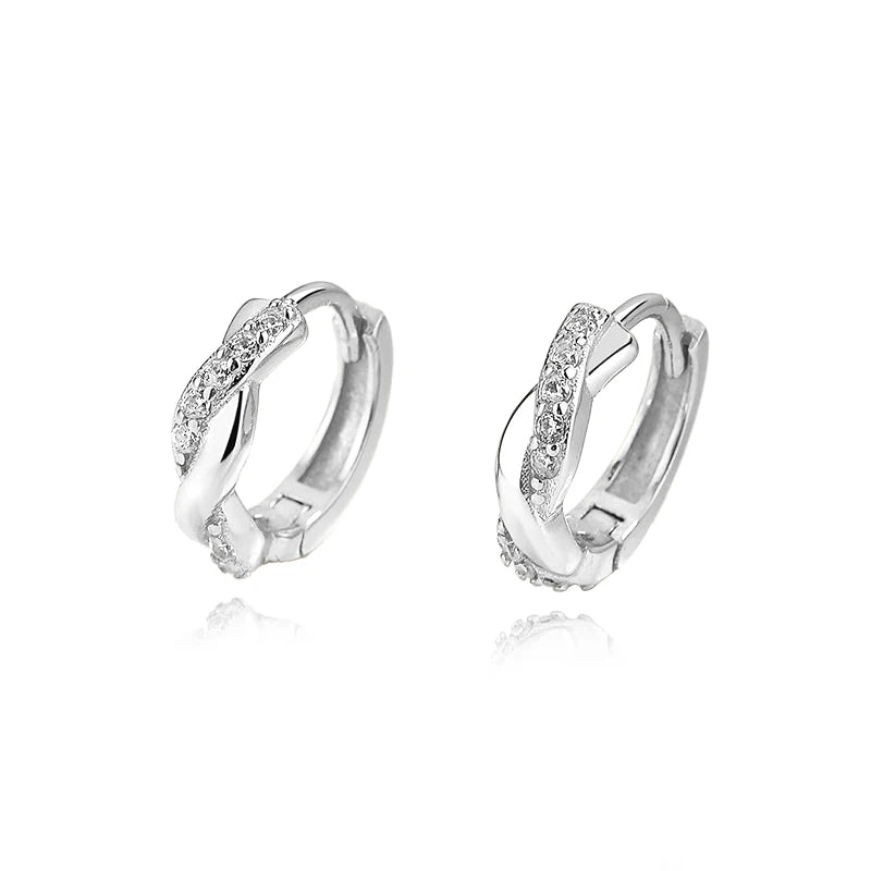 TrustDavis Real 925 Sterling Silve Hoop Square Cat's Paw Heart CZ Pendant Hoop Earrings For Daughter Girls Women Jewelry DG0190