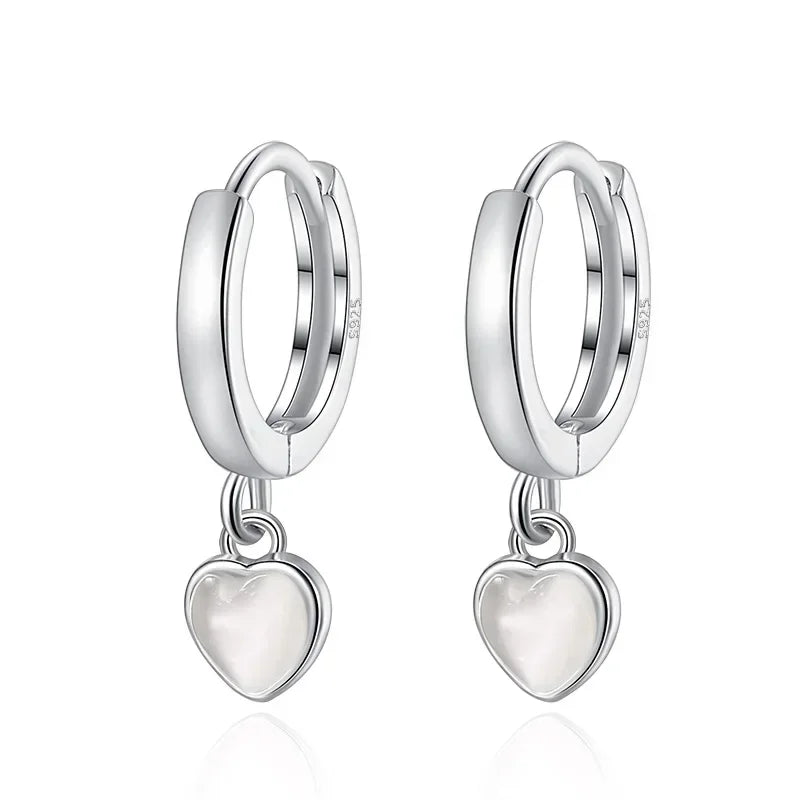 TrustDavis Real 925 Sterling Silver Fashion Sweet Heart Drop Charm Hoop Earring For Women Wedding Birthday Fine Jewelry DA2289