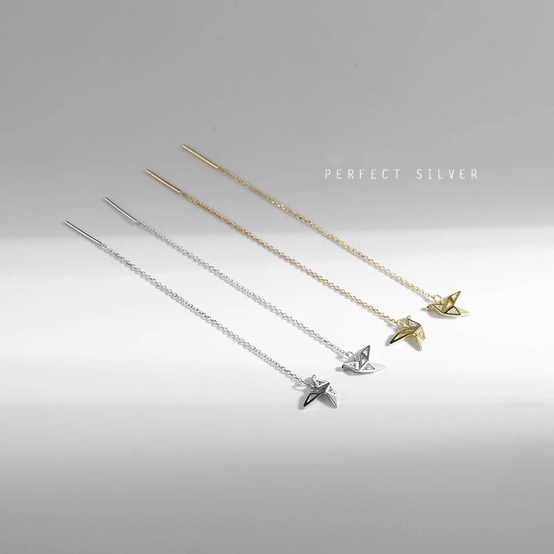 Animal Long Tassel Chain Papercranes Dangle Drop Earring DA1083