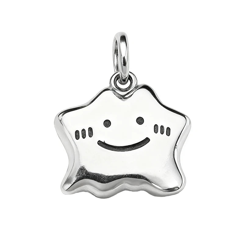 TrustDavis Real 925 Sterling Silver Personality Cute Ghost Halloween Charm Pendant Handmade DIY Accessories Jewelry DZ1810