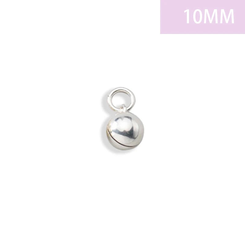 TrustDavis Real 925 Sterling Silver Glossy Round Small Bell Charm Pendant Handmade DIY Accessories Jewelry Wholesale DZ1792