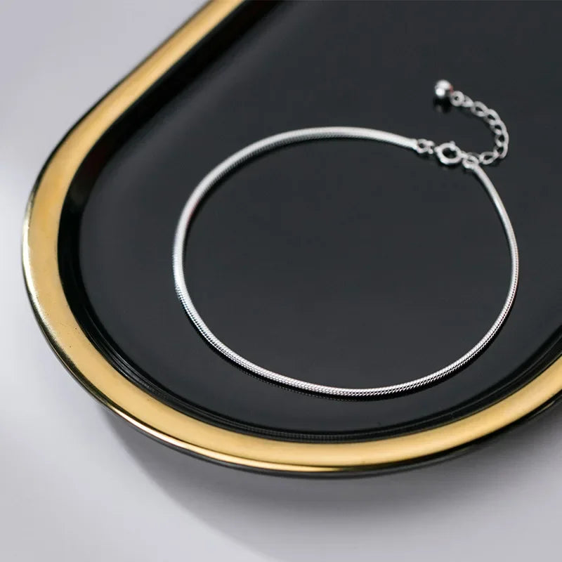 TrustDavis authentic 925 Sterling Silver Fashion Snake Chain Bracelet Anklets For Women Valentine's Day Birthday Jewelry DA1217