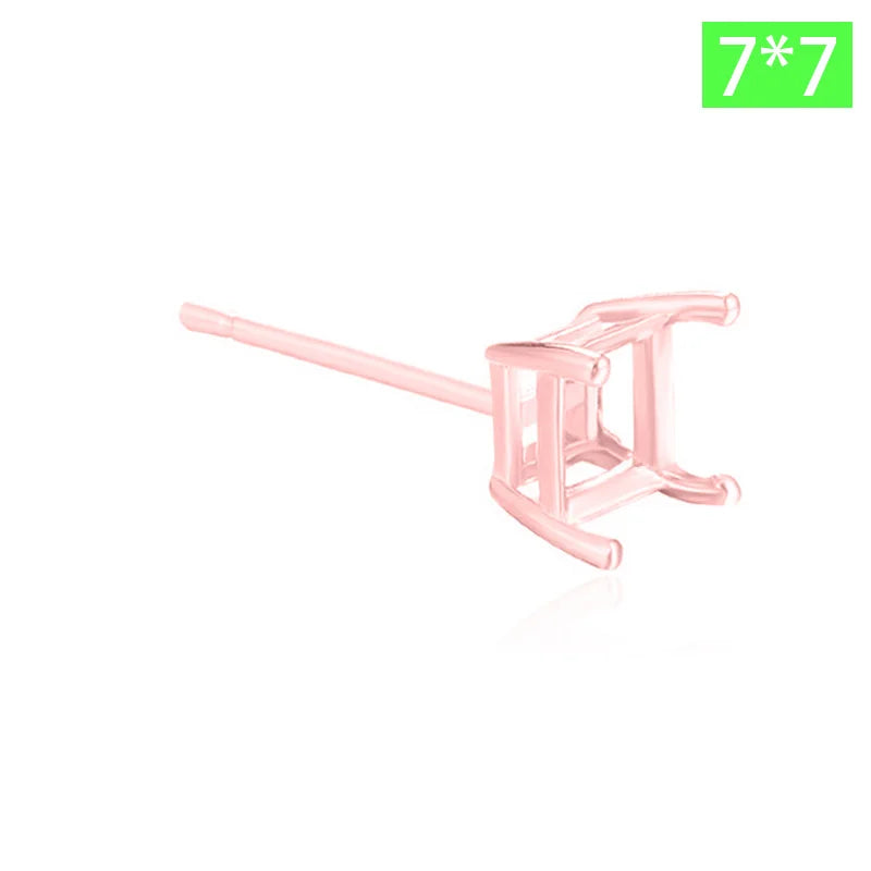 TrustDavis Real 925 Sterling Silver fashion Four clawed square earring ear rest Handmade DIY Accessories Wholesale DZ1761