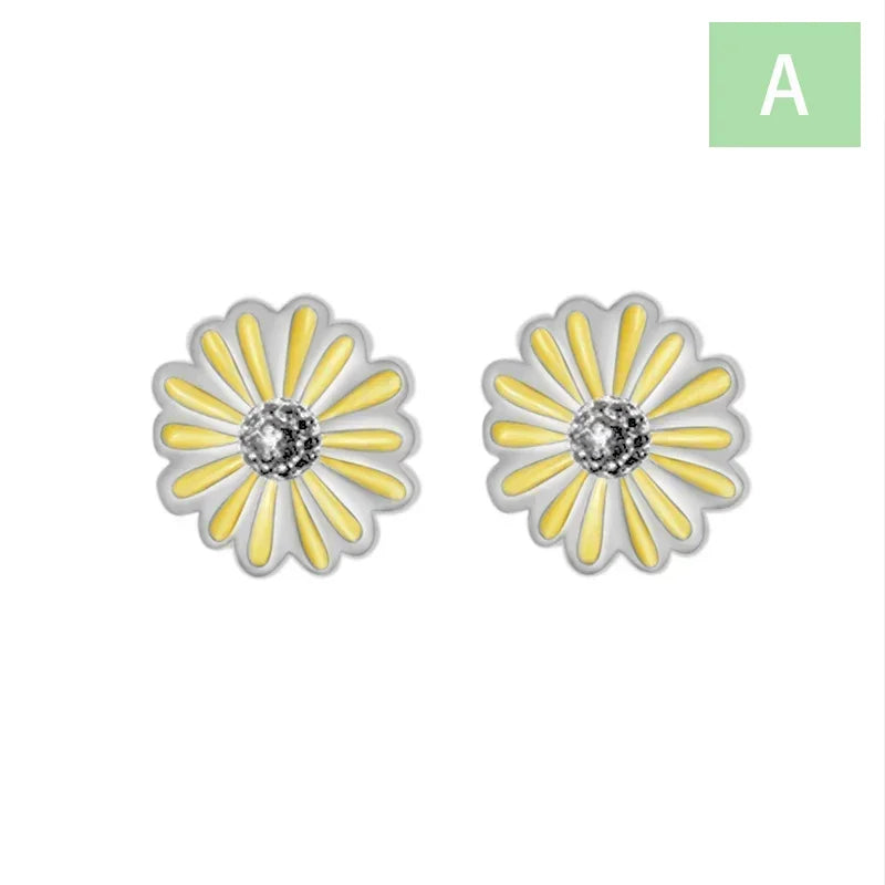 Real 925 Sterling Silver Charm Flower Stud Earrings DS4635