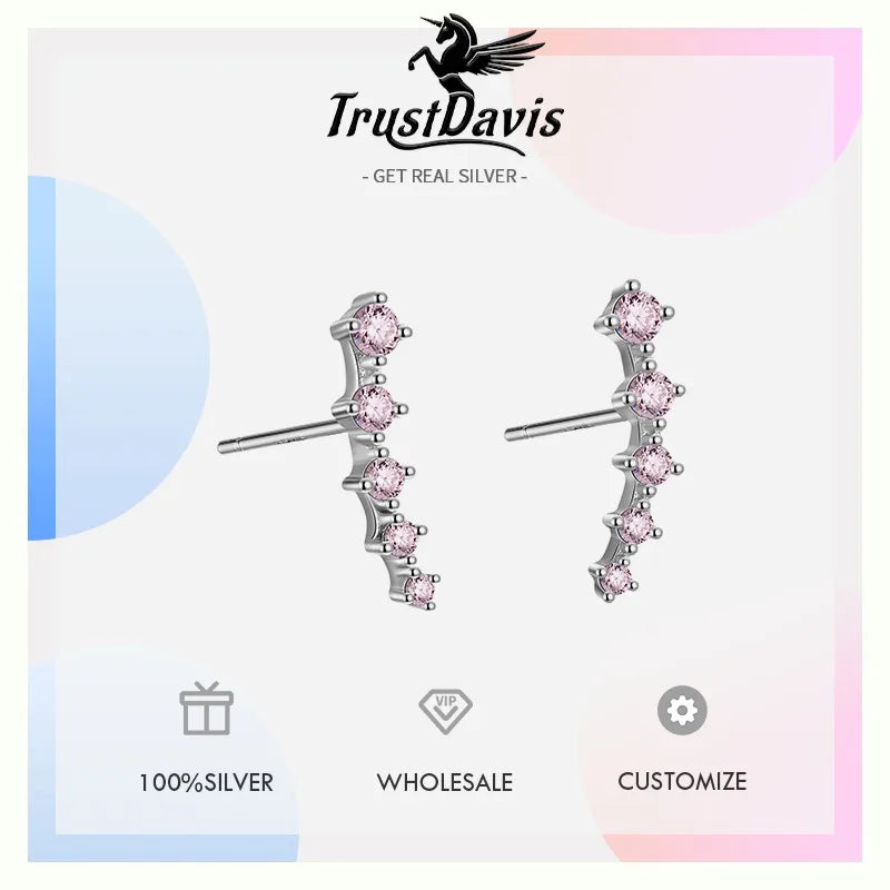 Fashion Unique Curved Colored Zircon Stud Earrings for Women DS4971