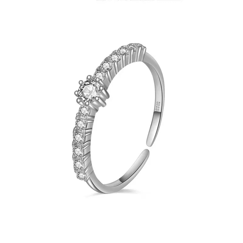 925 Sterling Silver Geometric Zircon Open Ring DS4112