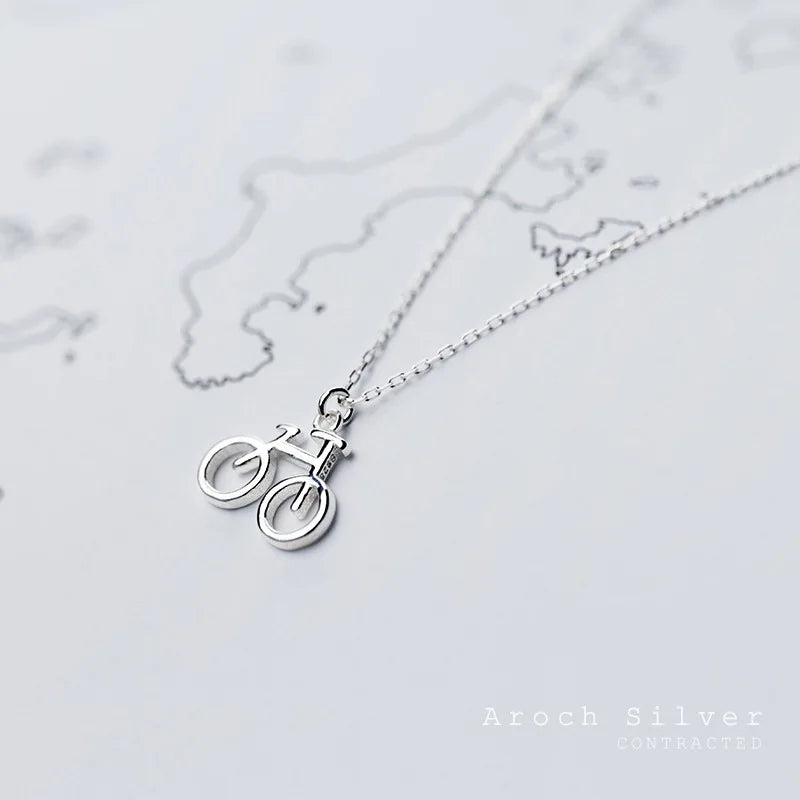 TrustDavis 100% 925 Solid Sterling Silver Jewelry Bicycle Bike Pendant Fashion Necklace Girl Friend Birthday Gift Lady DS1271