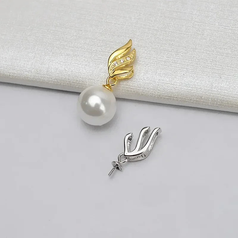 TrustDavis Real 925 Sterling Silver Fashion Pendant Pearl Hollow Holder Handmade DIY Necklace Jewelry Accessories Party DZ1678