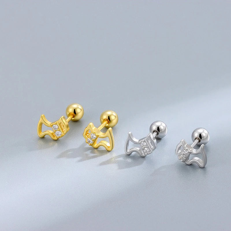 TrustDavis 925 Sterling Silver Women's Stud Earring Fashion Simple Zircon Dog Screw Earrings for Women Girls Jewelry Gift DS4298