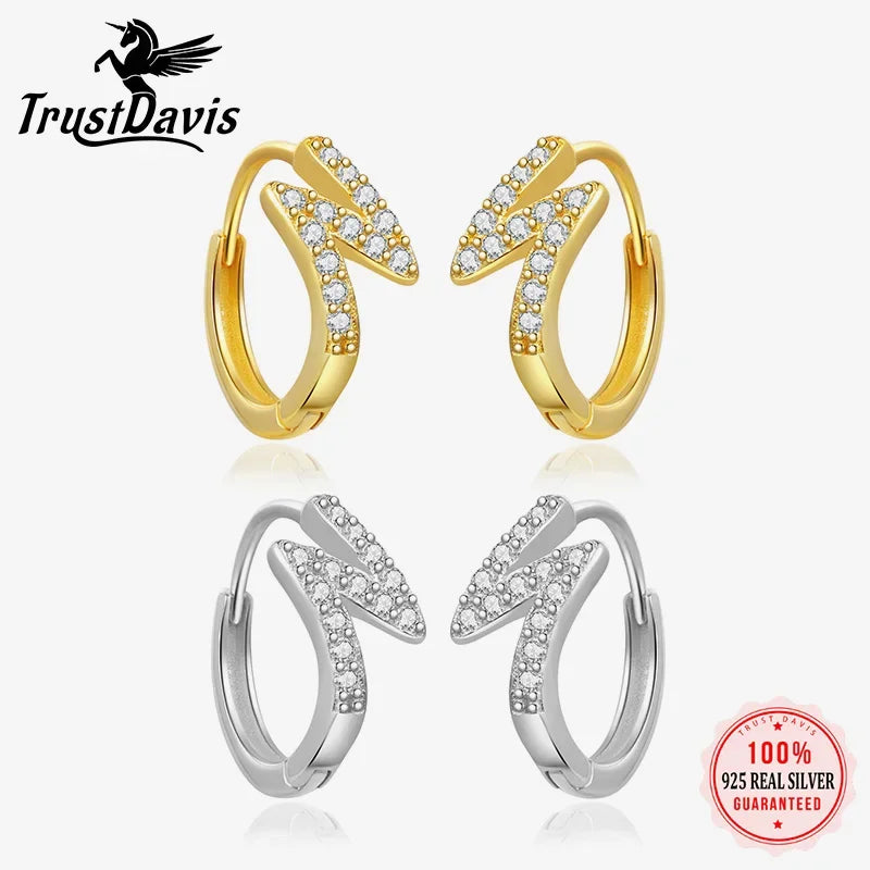 TrustDavis 925 Sterling Silver Fashionable minimalist Hoop Earrings for Girls Fine Jewelry Accessory Party Gift DA4115