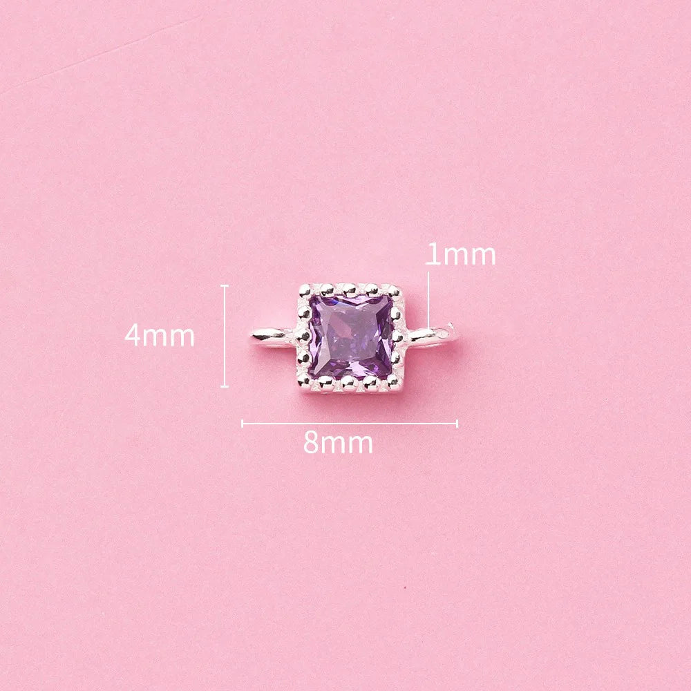 Simple Double Ring Square Charm Pendant Handmade DIY Accessories DZ1659