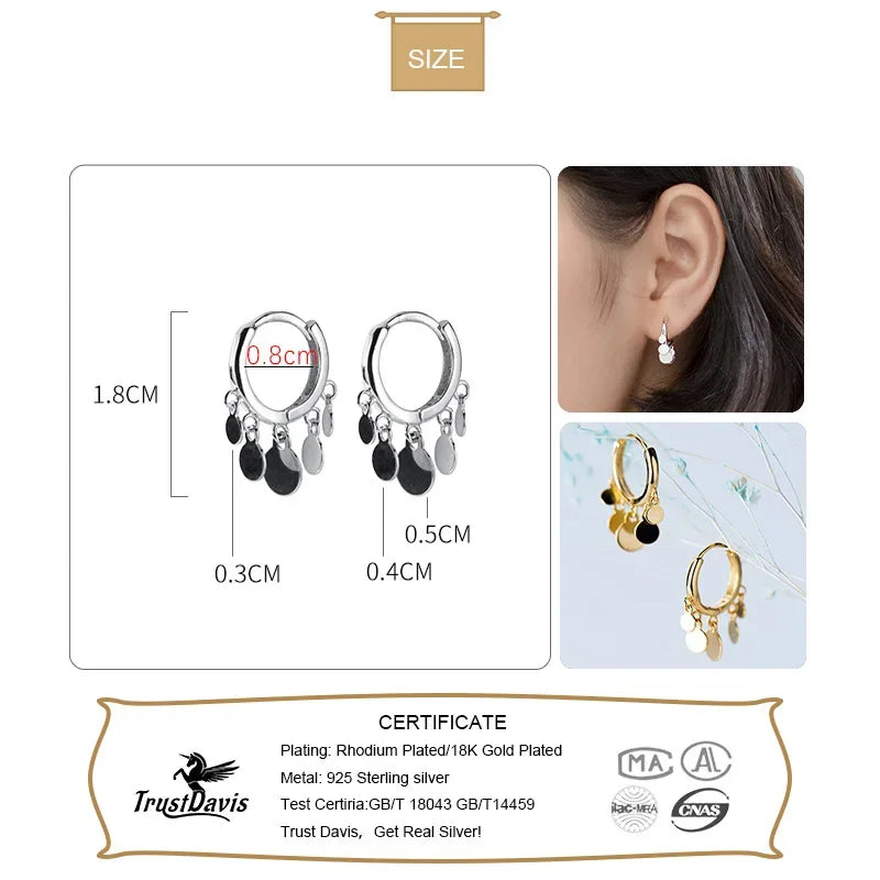 Round Disc Tassel Pendant Hoop Earrings DA2429