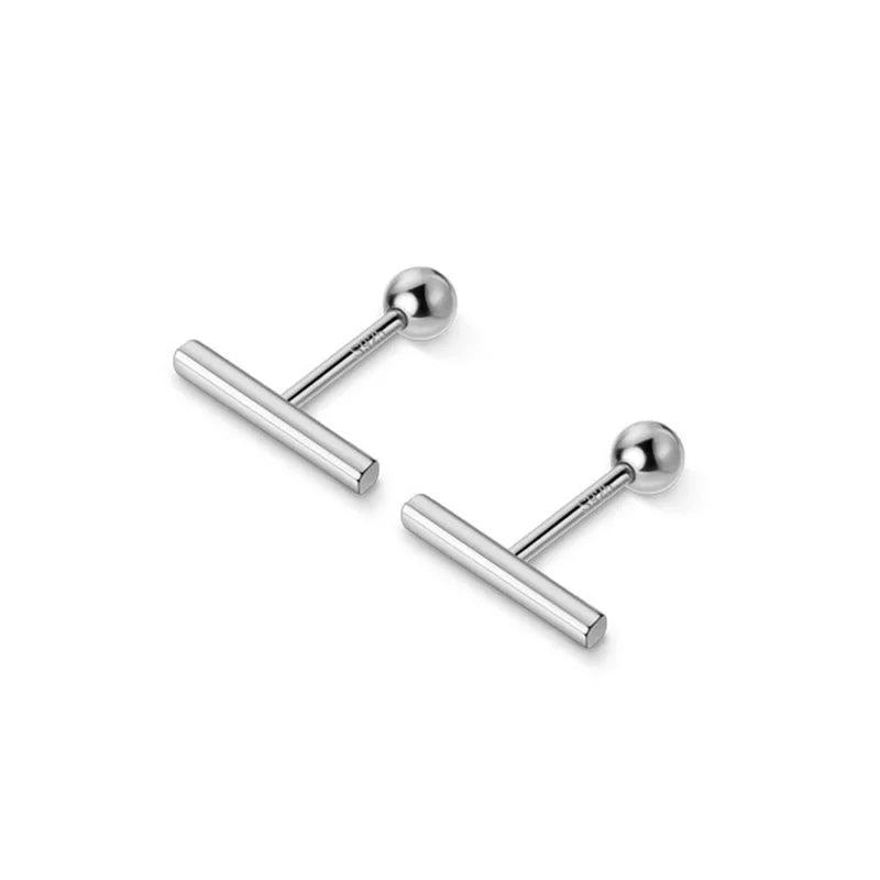 Trustdavis Real 925 Sterling Silver Stick Screw Stud Earrings For Women Children Baby Girls Kids Mini Minimalist Jewelry DA45