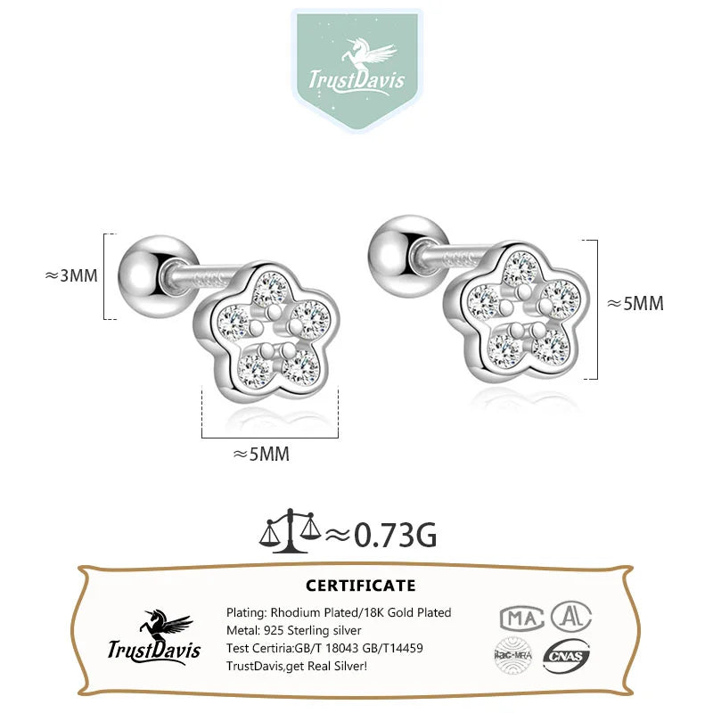 Flower Zircon Silver Earrings DS4894