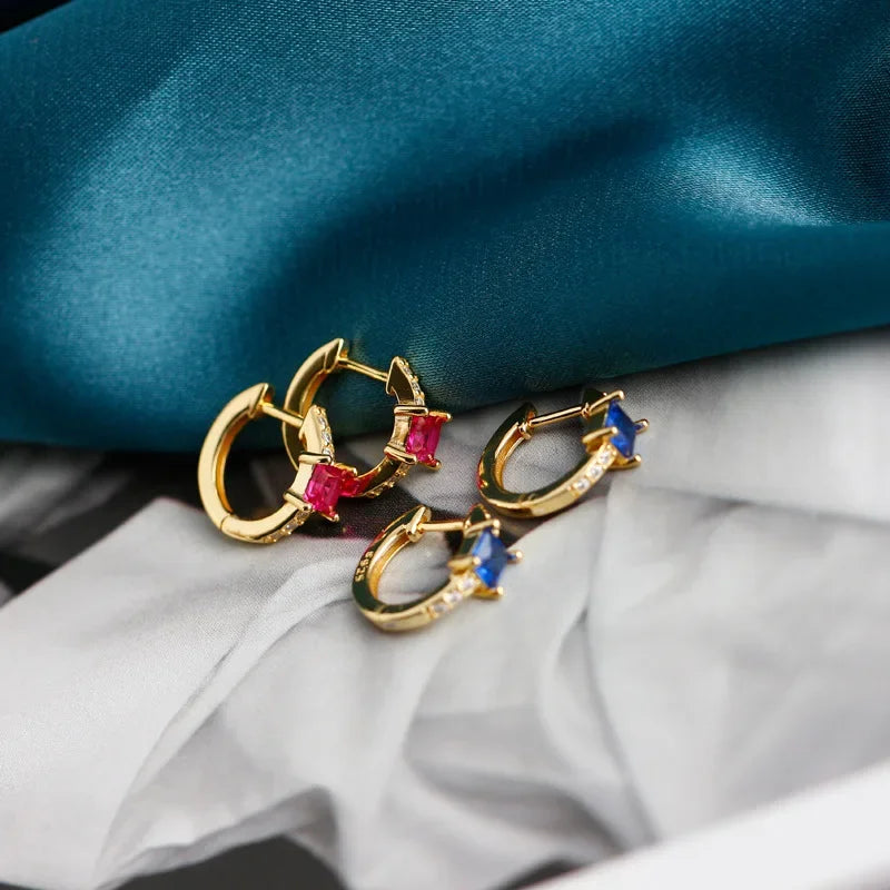 Square Colour Charm Hoop Earring DA2721