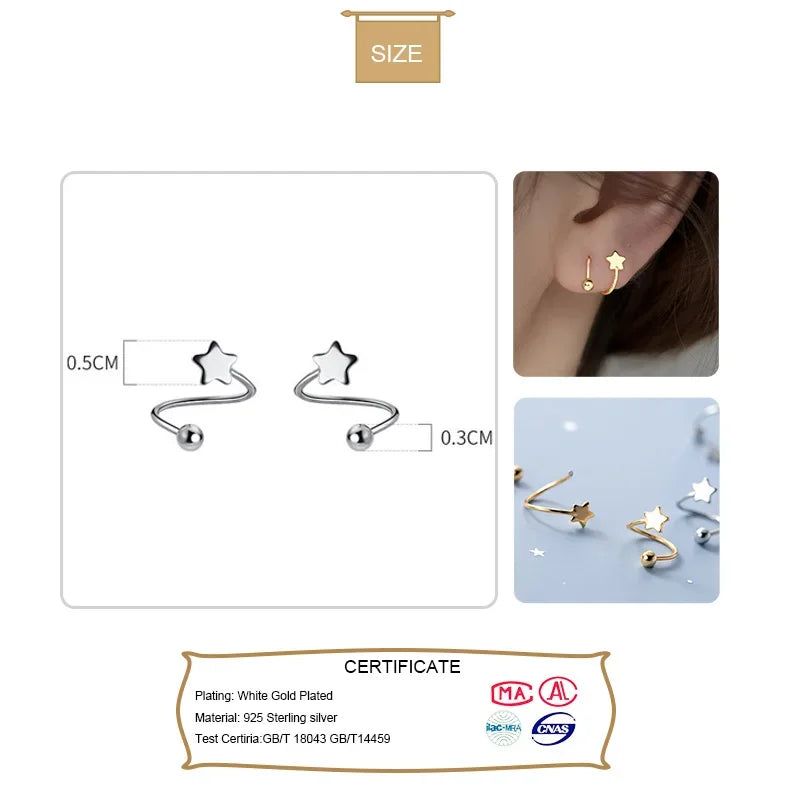 TrustDavis Genuine 925 Sterling Silver Women's Small Star Heart Screw Ear Bones Ear Buckle Tightly Packed Mini Earrings DA2099