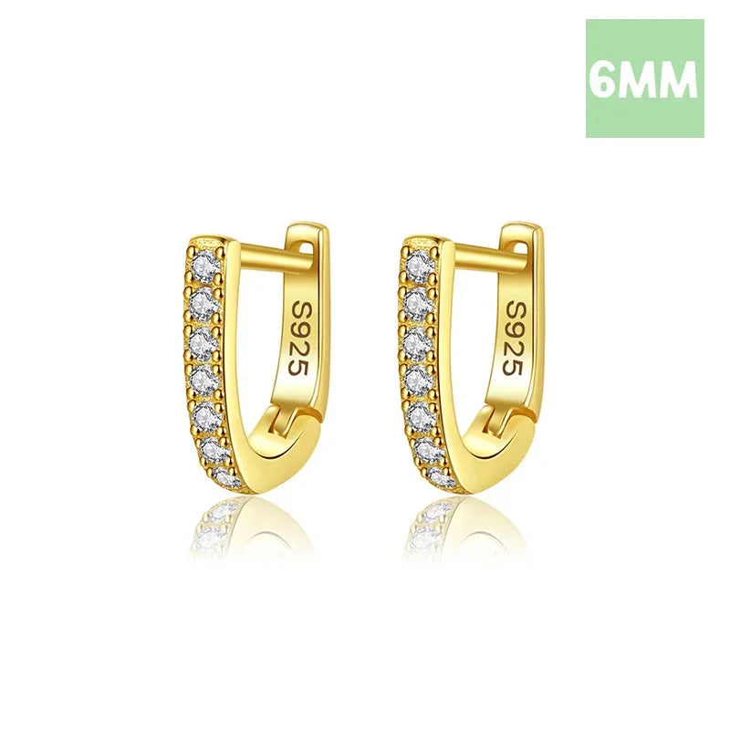 925 Sterling Silve Fashion Minimalist Geometric Zircon Gothic Hoop Earrings DA2723