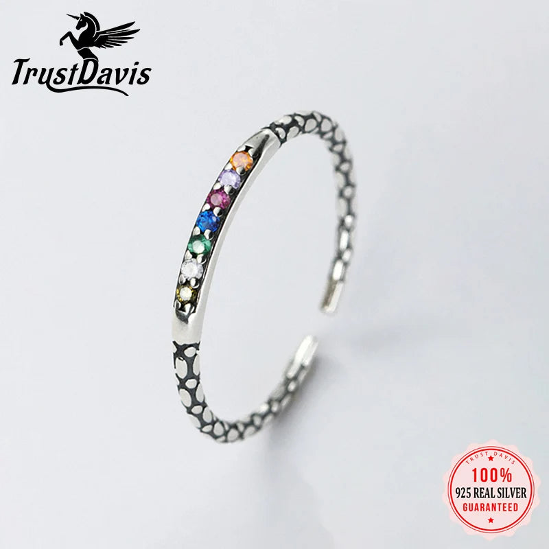 Real 925 Sterling Silver Vintage Open Ring DS4353