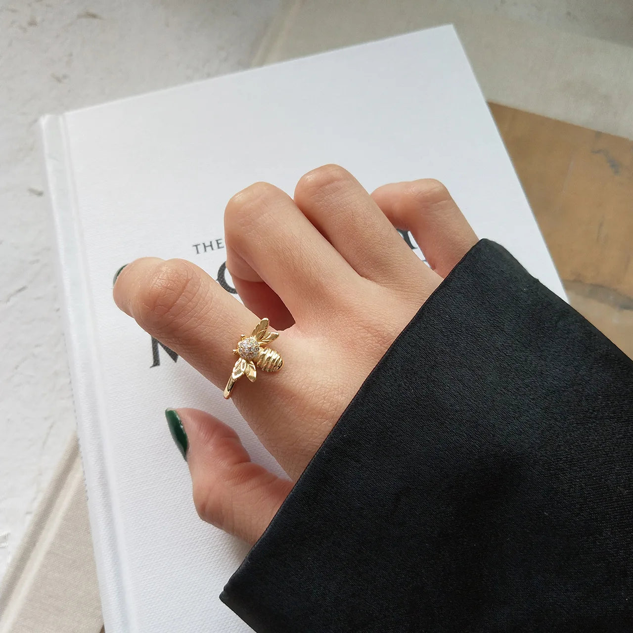 Gold Tone Bee Adjustable Ring ED337