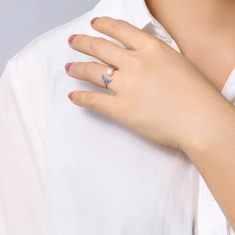 Mermaid Tail Freshwater Pearl Opening Rings DF132