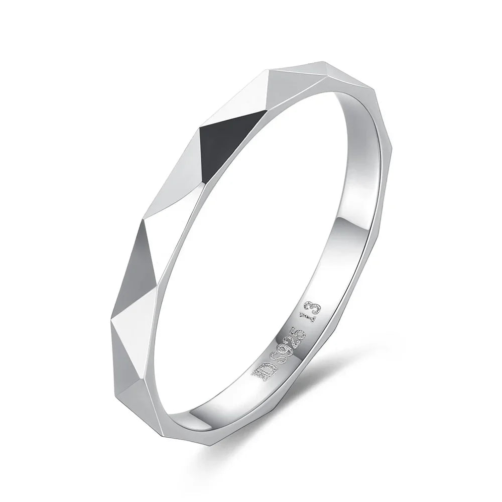 Real 925 Sterling Silver Minimalist Fashion Triangle Plane Finger Rings DA1297