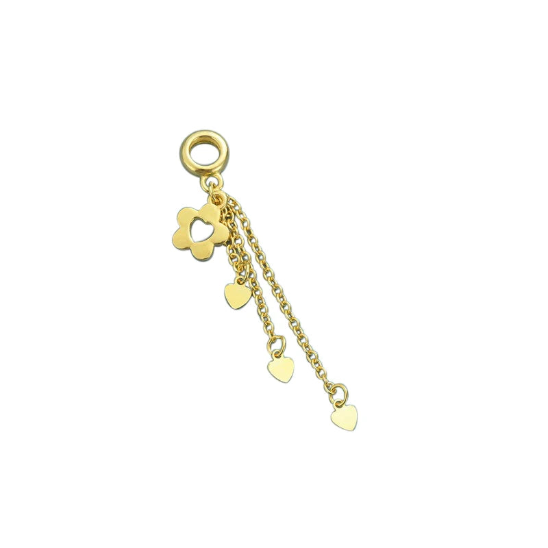 TrustDavis Real 925 Sterling Silver Fashion Tassels Flower Heart Charm Pendant Handmade DIY Accessories Wholesale Jewelry DZ1703