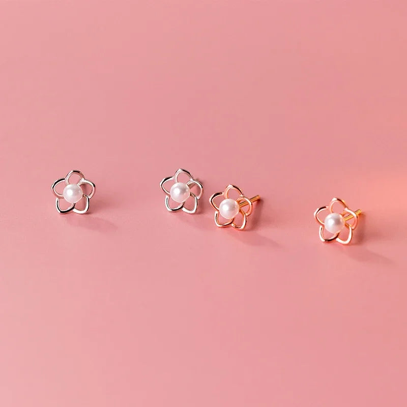 Flower Synthesis Pearl Stud Earrings DA2919