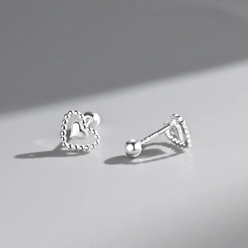 925 Sterling Silver Fashion Cute Romantic Love Stud Earrings DS4075