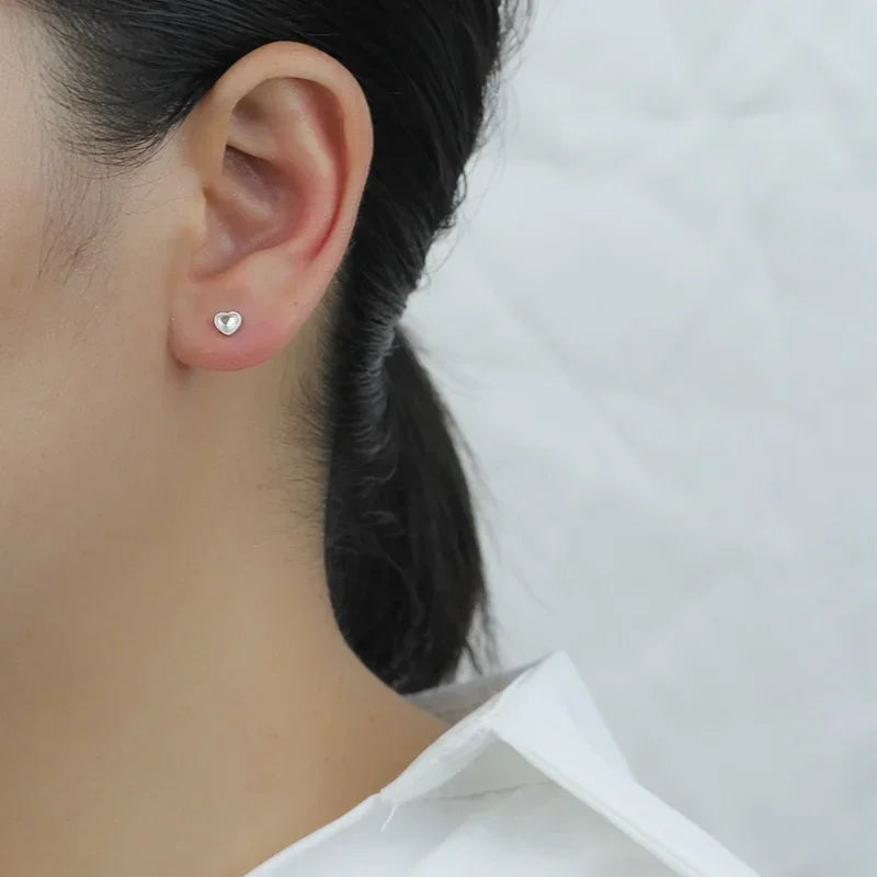 Heart Synthesis Coloured Glaze Screw Stud Earrings DB514